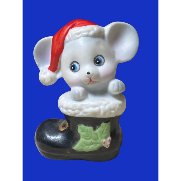Homco Mice in Boot Christmas Figurines- #8903 - Picture 2 of 10